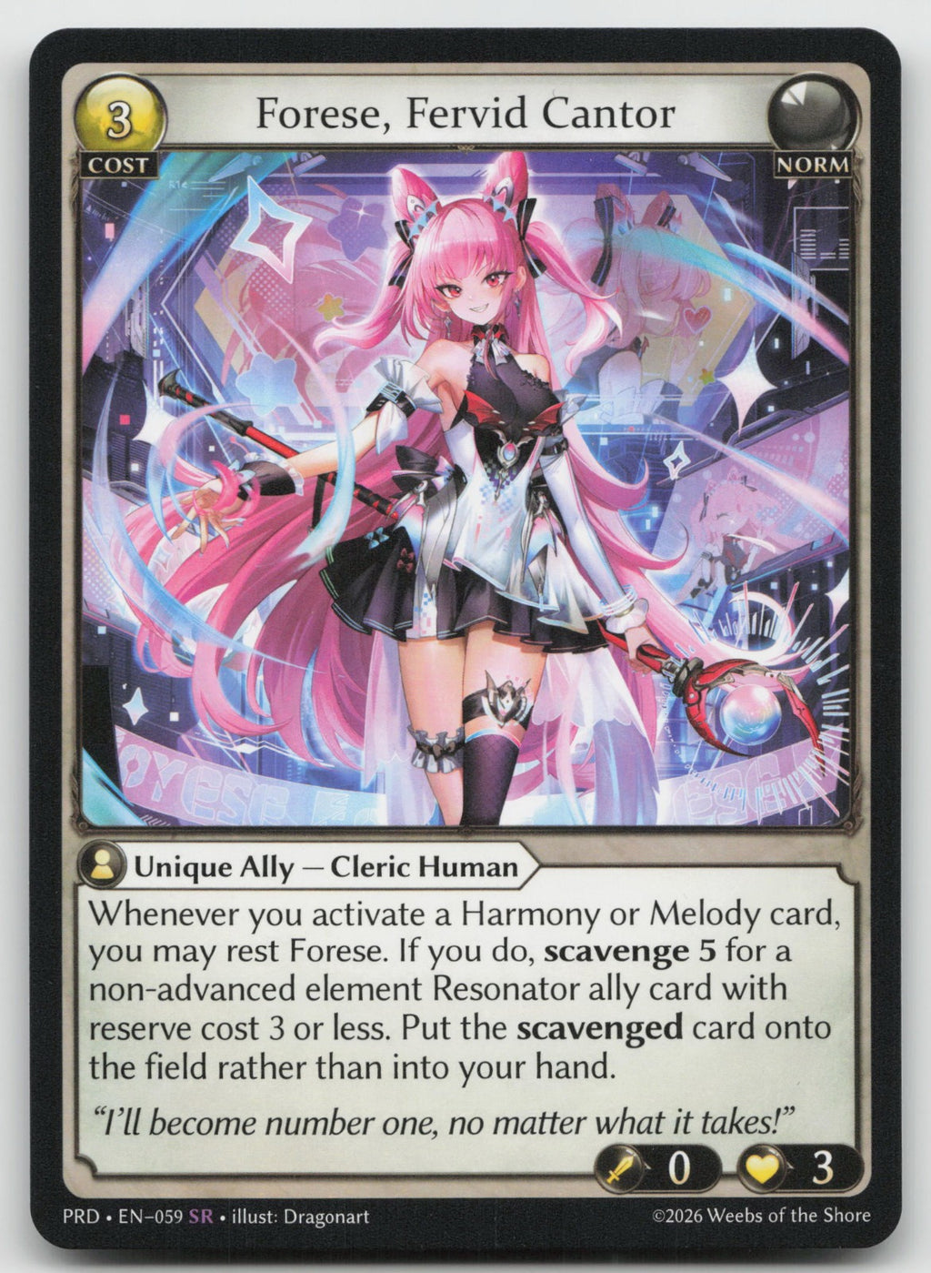 Forese, Fervid Cantor Super Rare .asphodel/paradise 059 NM