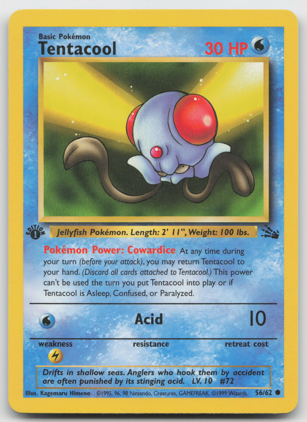 Tentacool Common 1st Edition Fossil 56/62 LP