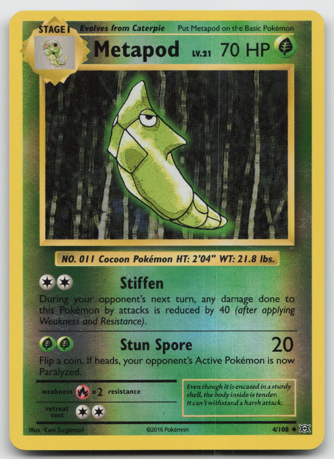 Metapod Reverse Holo Uncommon XY - Evolutions 4/108 VLP