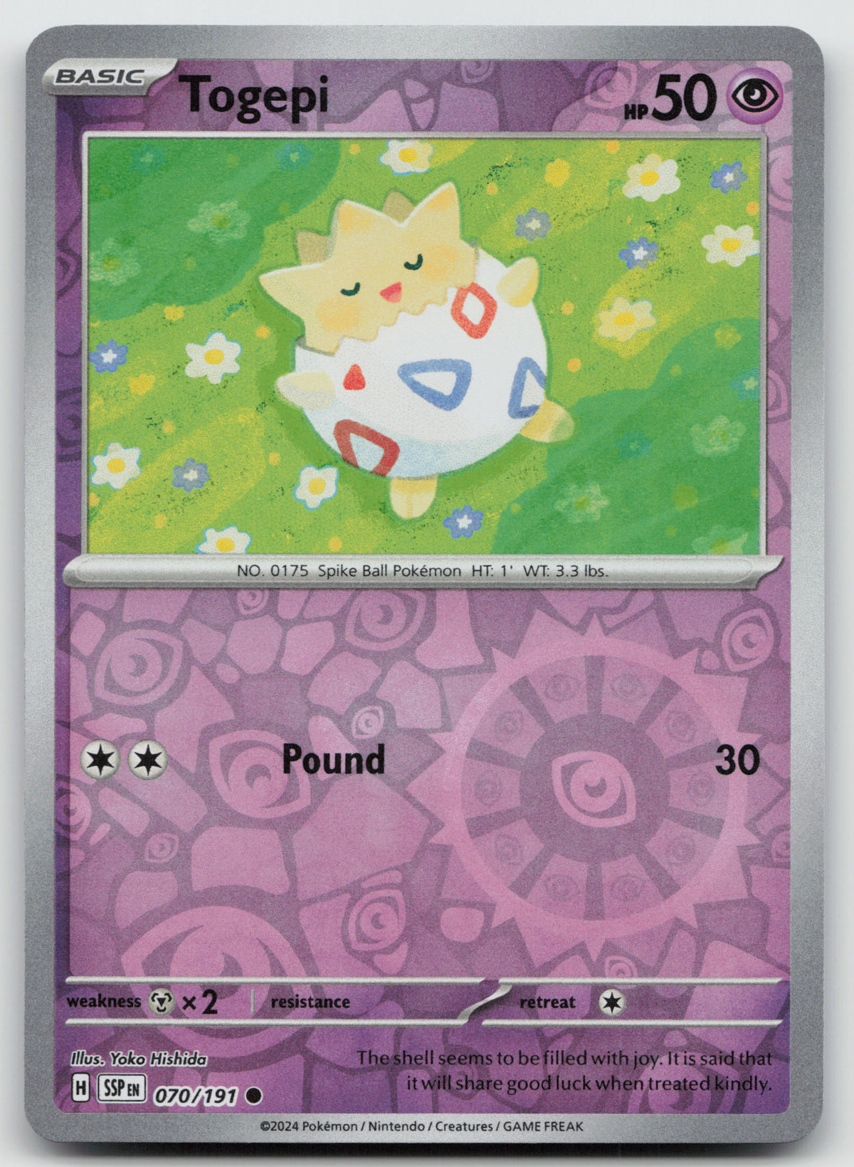 Togepi Common Reverse Holo SV08: Surging Sparks 070/191 NM