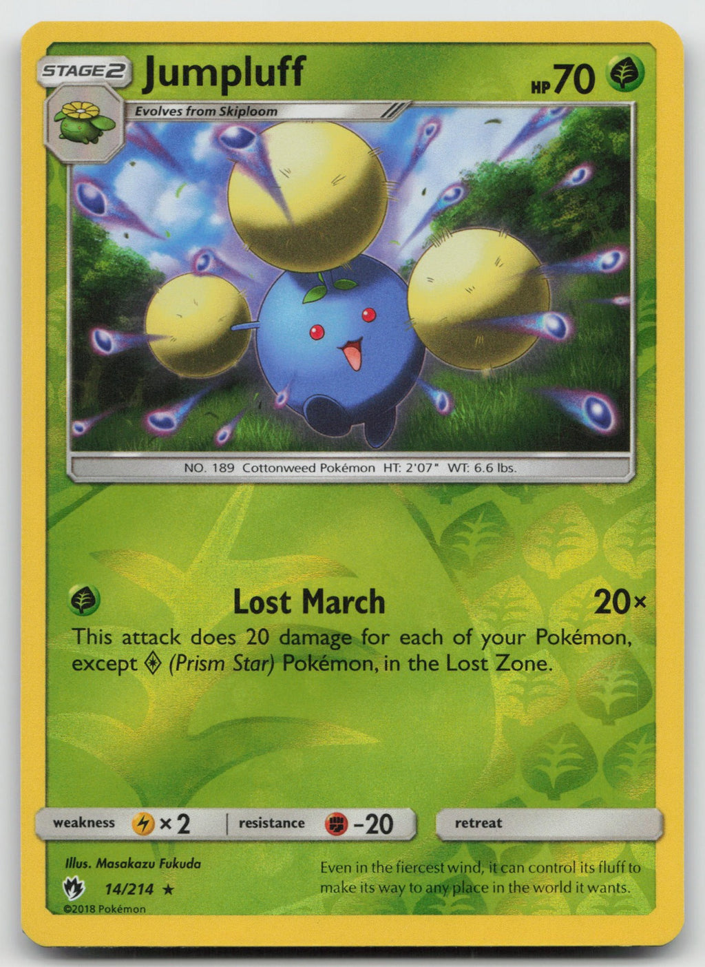 Jumpluff Reverse Holo Rare SM - Lost Thunder 14/214 NM
