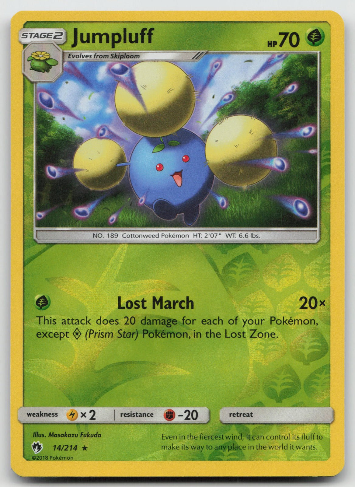 Jumpluff Reverse Holo Rare SM - Lost Thunder 14/214 NM