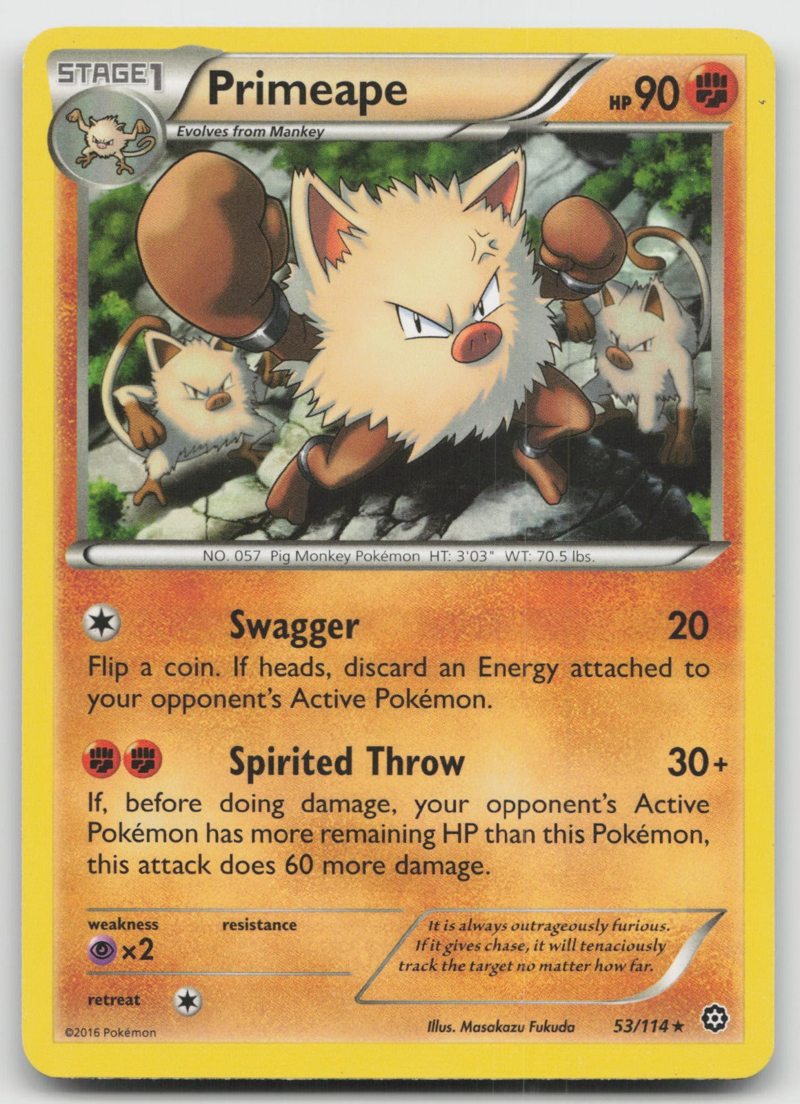 Primeape Rare XY - Steam Siege 53/114 MP