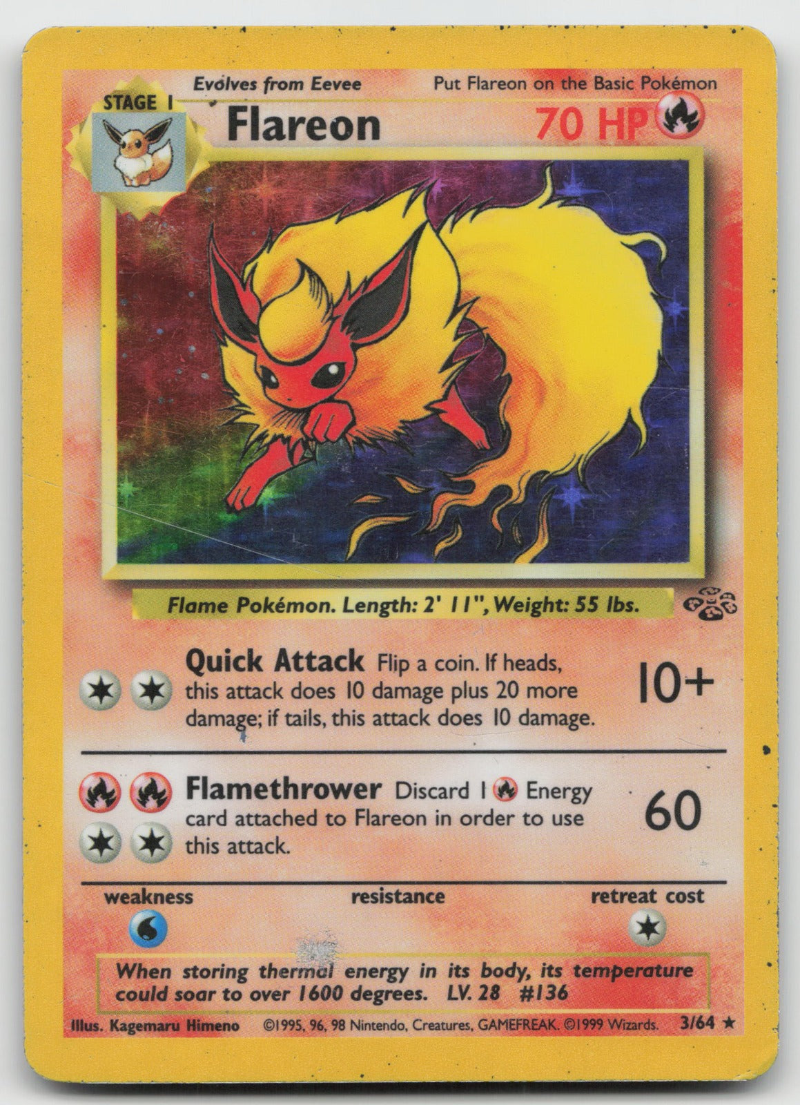 Flareon Unlimited Holo Rare Jungle 3/64 DMG