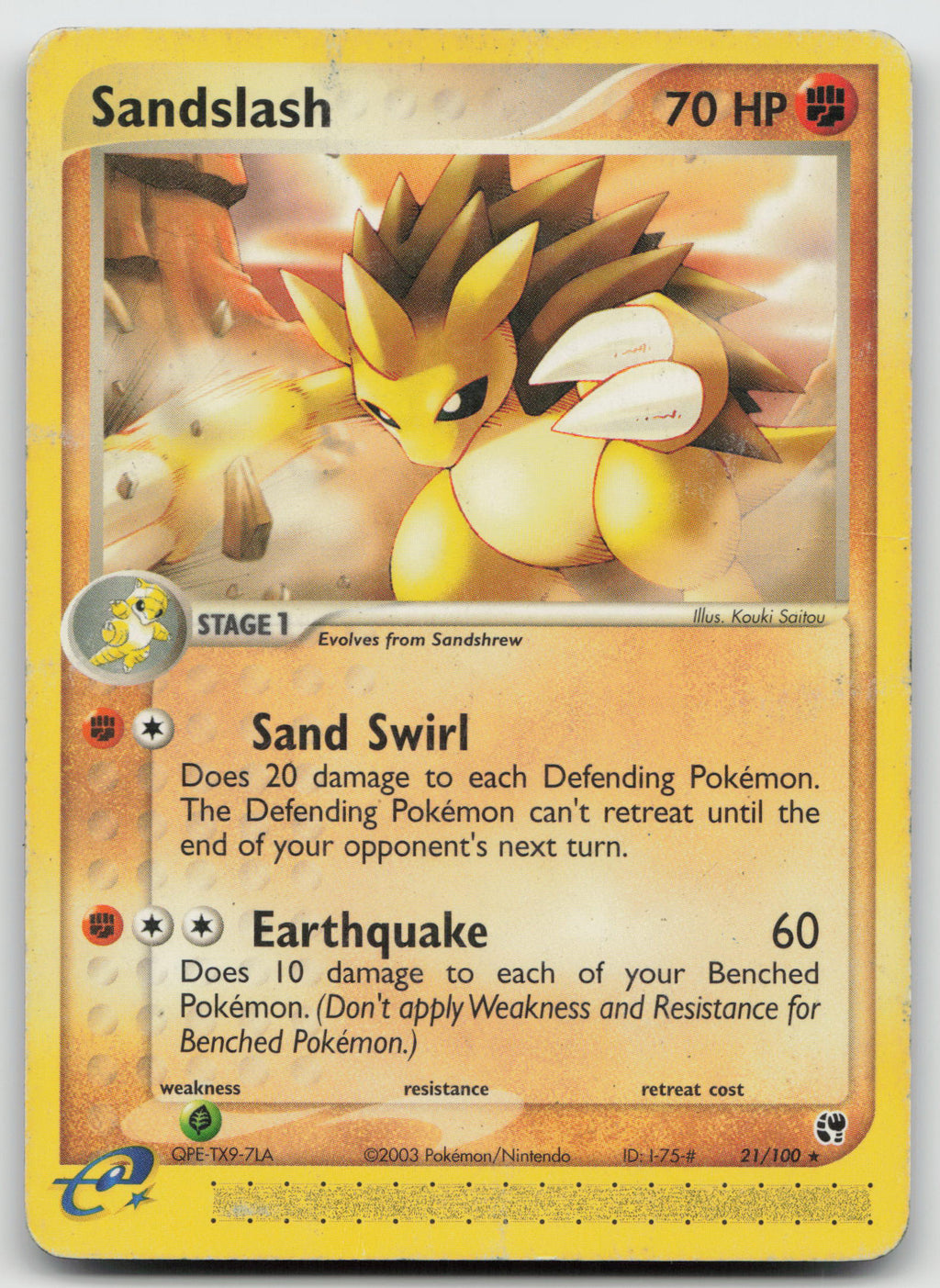 Sandslash Rare Normal Sandstorm 21/100 DMG