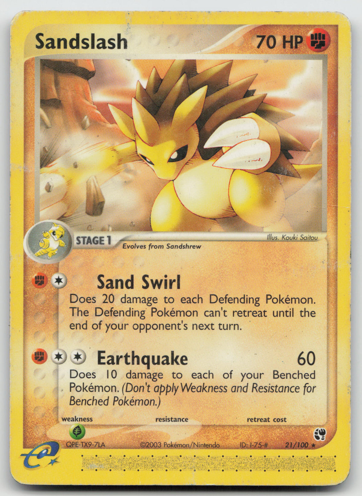Sandslash Rare Normal Sandstorm 21/100 DMG