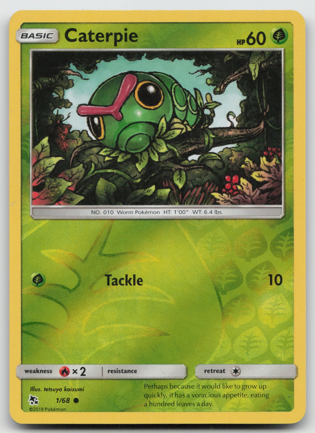 Caterpie Reverse Holo Common Hidden Fates 1/68 NM