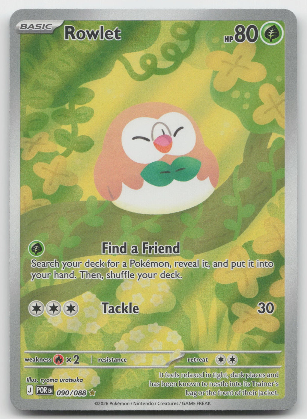 Rowlet Holo Illustration Rare ME03: Perfect Order 090/088 NM