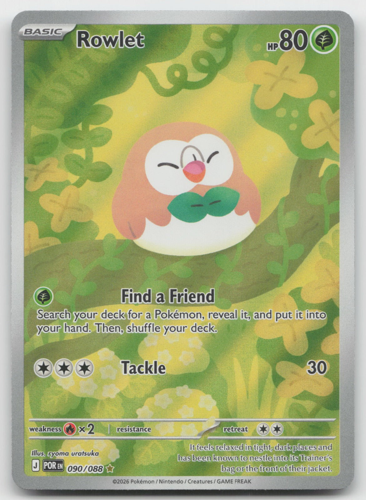 Rowlet Holo Illustration Rare ME03: Perfect Order 090/088 NM