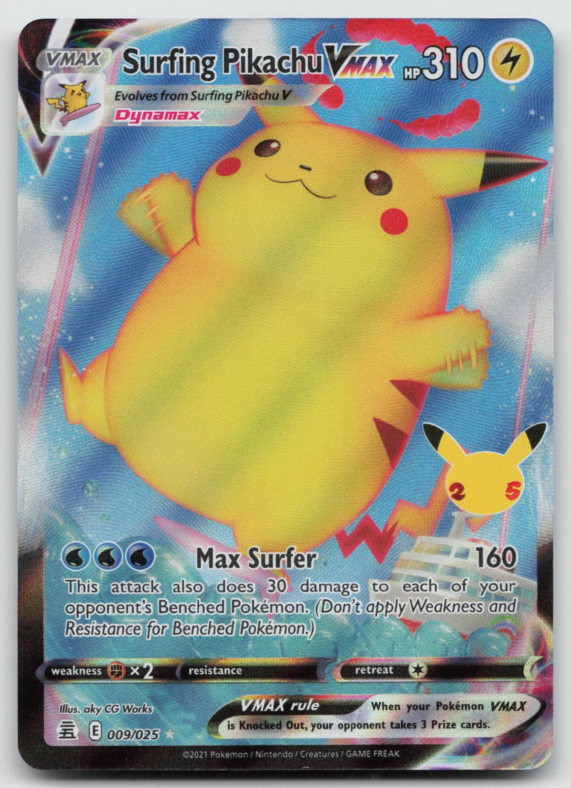 Surfing Pikachu VMAX Ultra Rare Celebrations 009/025 NM