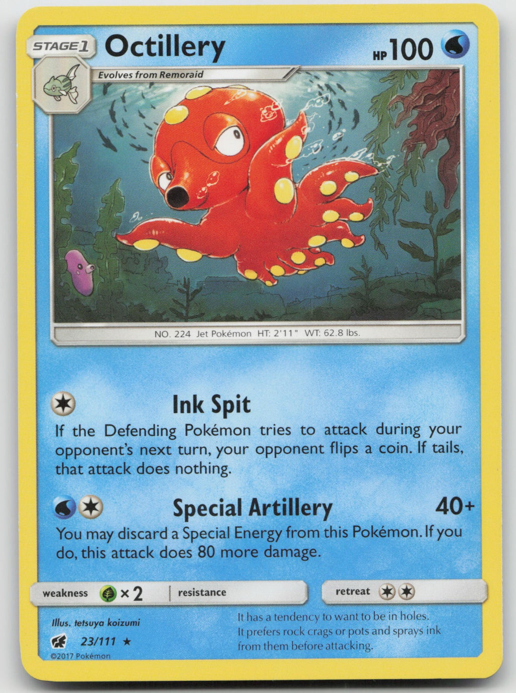 Octillery Reverse Holo Rare SM - Crimson Invasion 23/111 NM