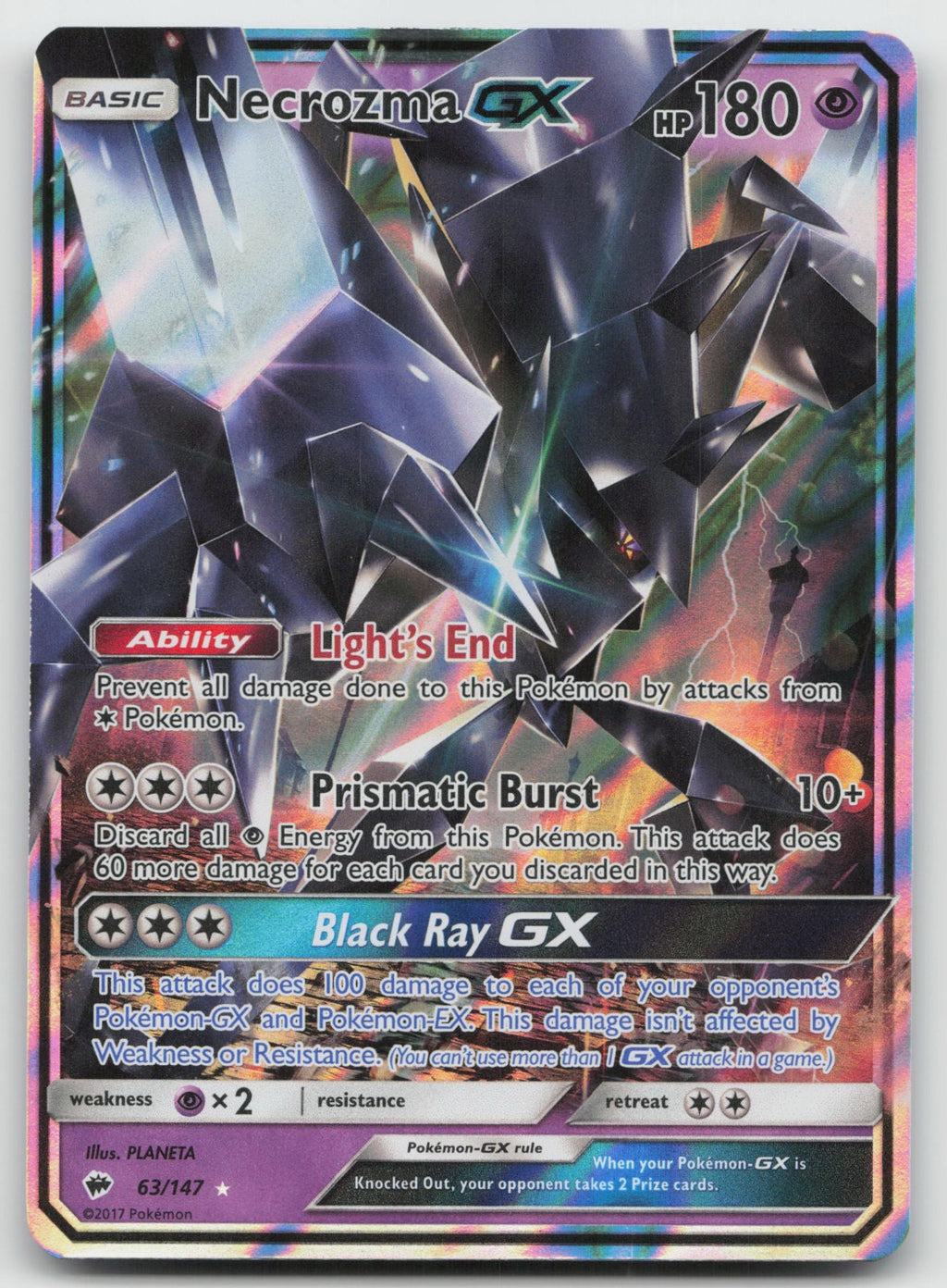 Necrozma GX Holo Ultra Rare SM - Burning Shadows 63/147 NM