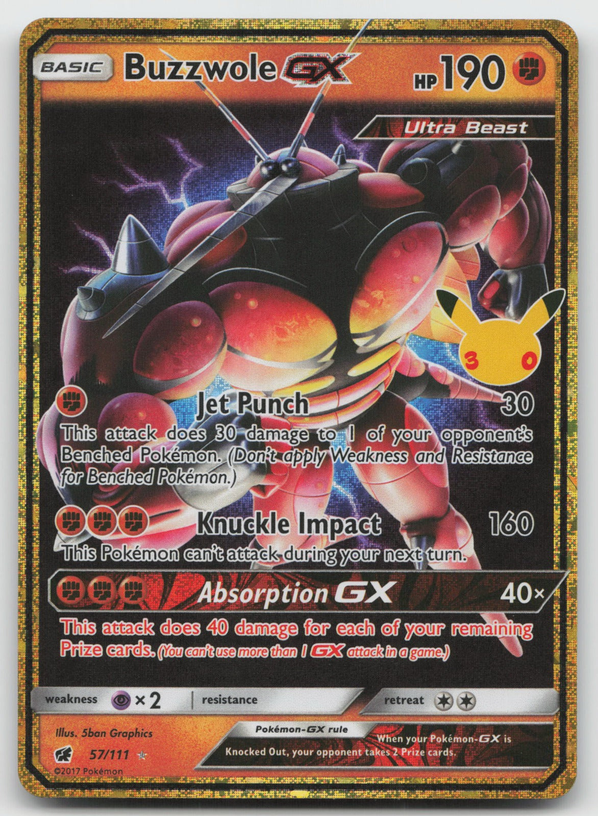 Buzzwole GX Holo ME: 30th Celebration Classic Collection 57/111 NM