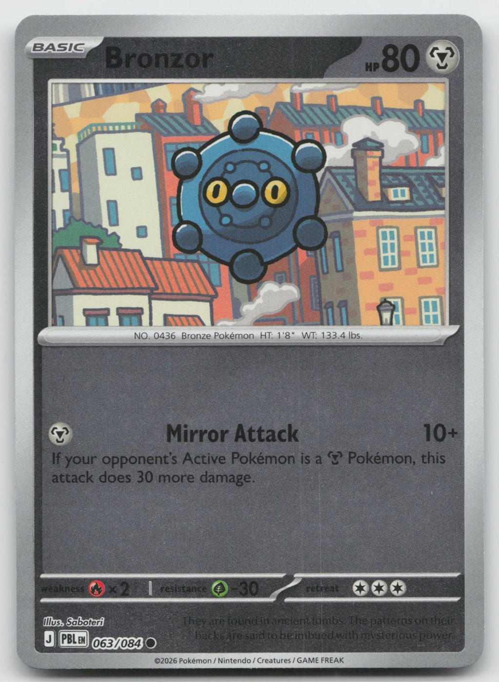 Bronzor Reverse Holo Common ME05: Pitch Black 063/084 NM