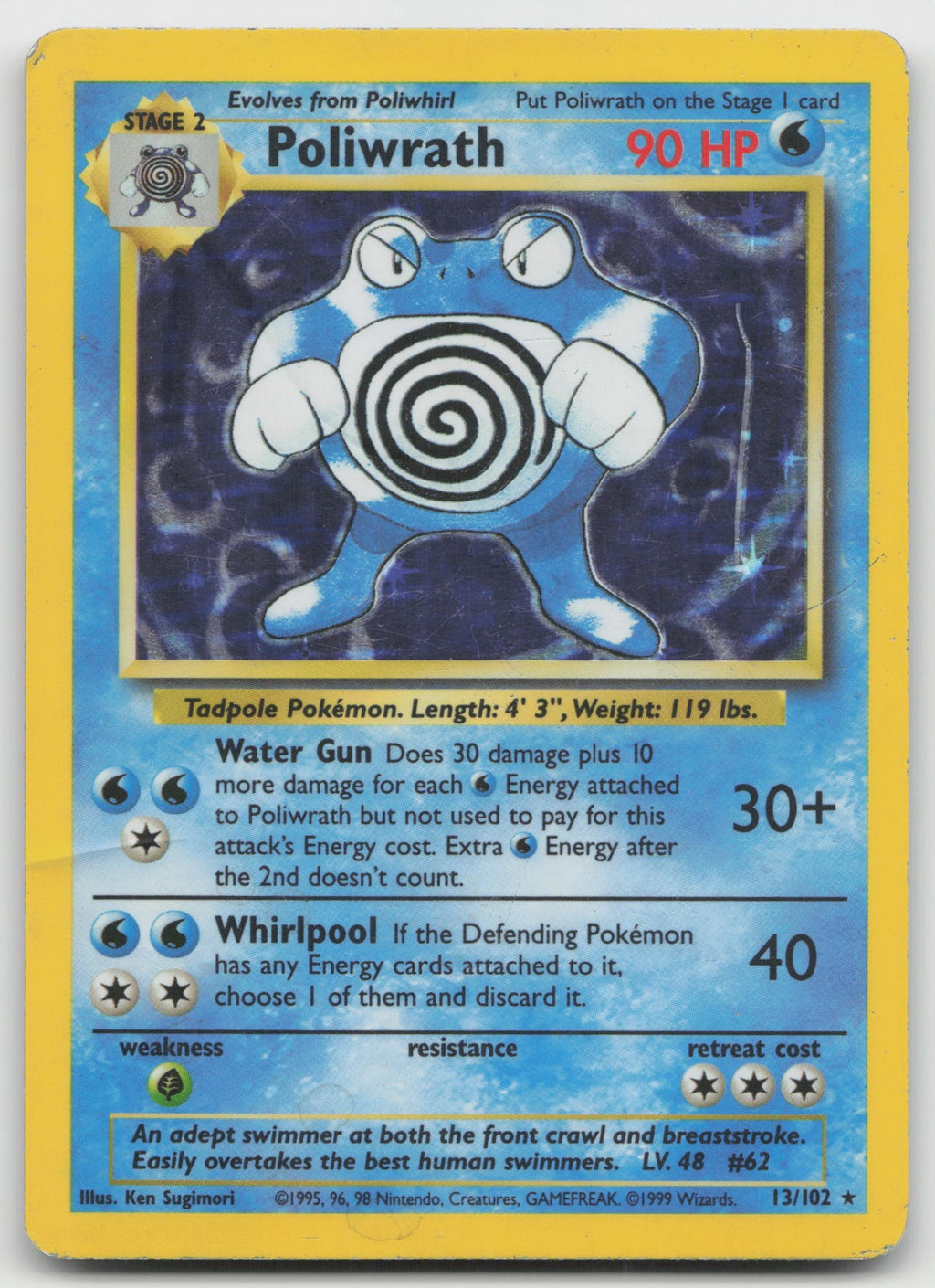 Poliwrath Holo Rare Base Set 13/102 HP