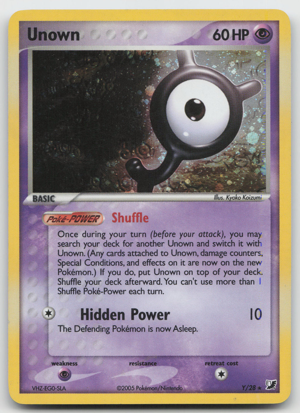 Unown (Y) Holo Rare Holofoil Unseen Forces Y/28 LP