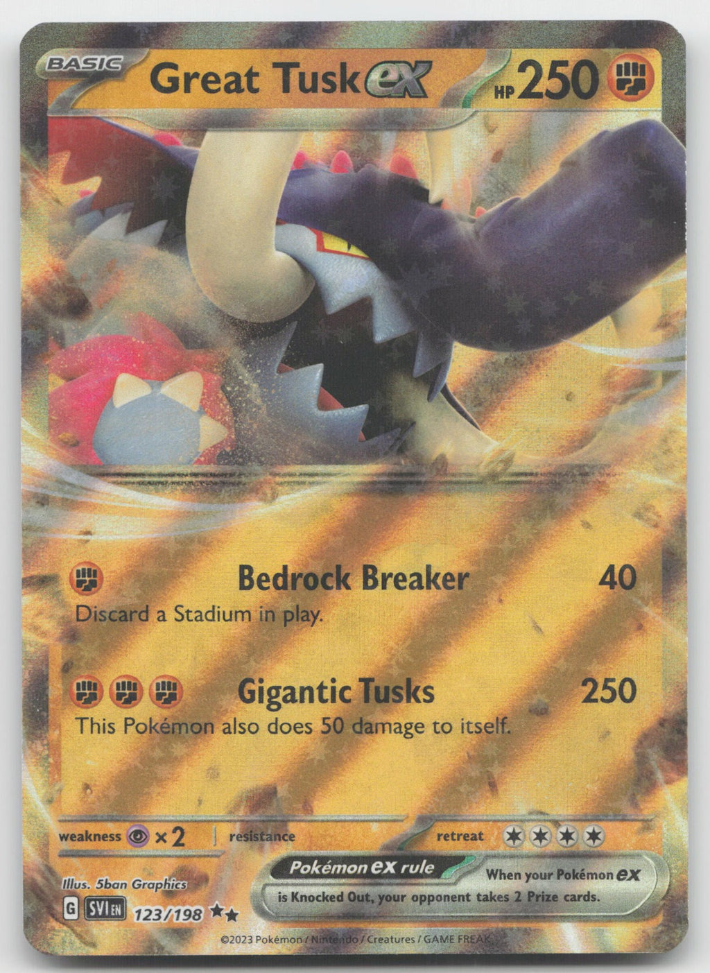 Great Tusk ex Holo Double Rare SV01: Scarlet & Violet Base Set 123/198 NM