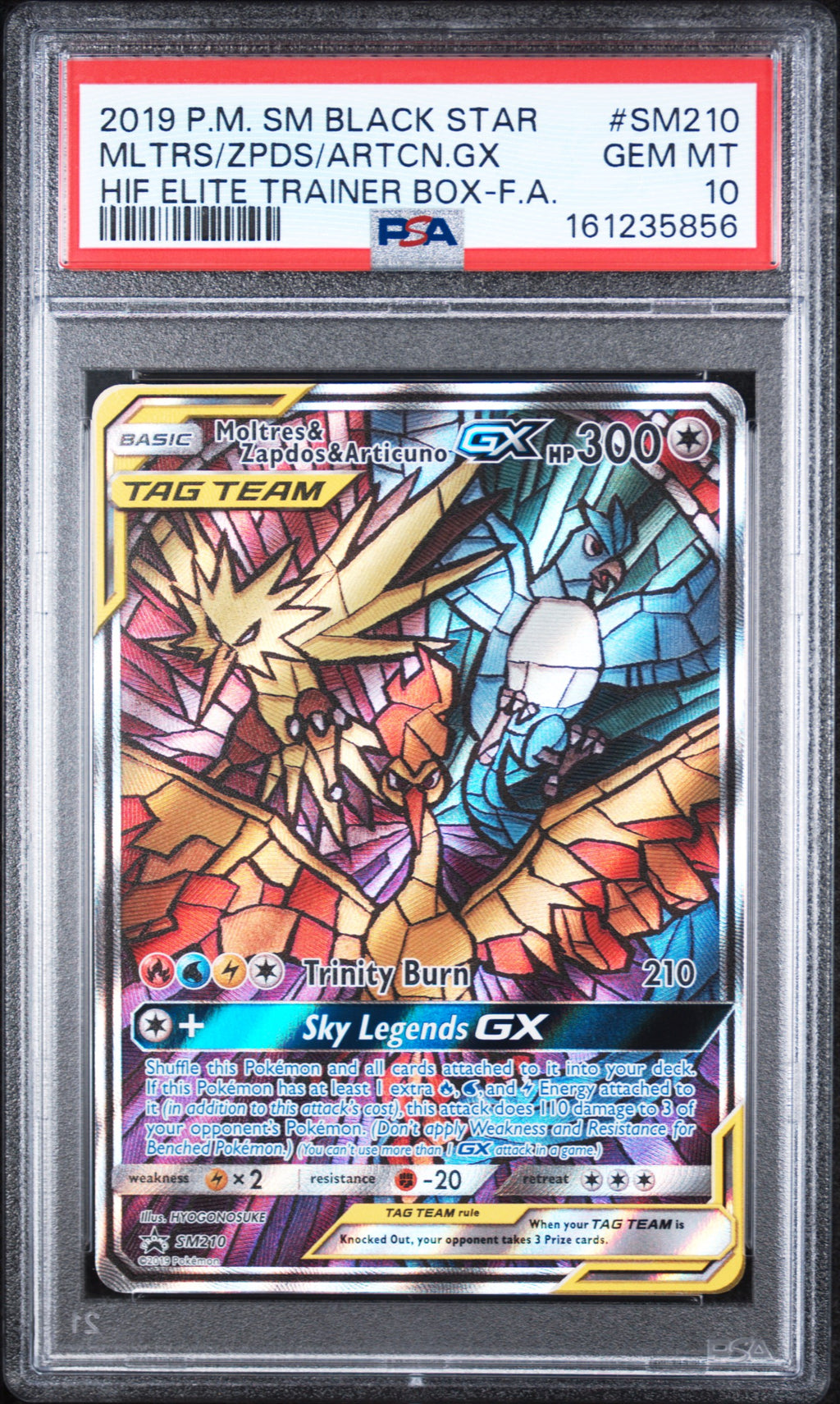 Moltres Zapdos Articuno Hidden Fates ETB Pokemon Black Star Promo SM210 PSA 10