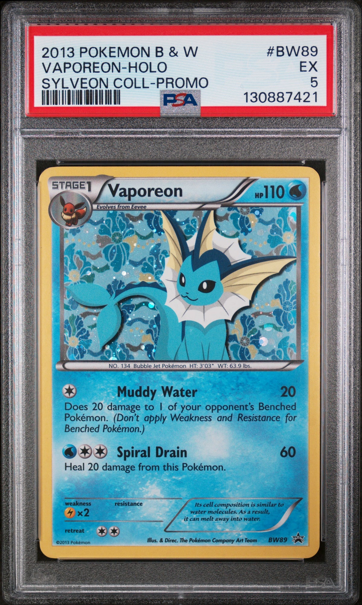 Vaporeon-Holo Sylveon Collection Pokemon Black & White Promo BW89 PSA 5