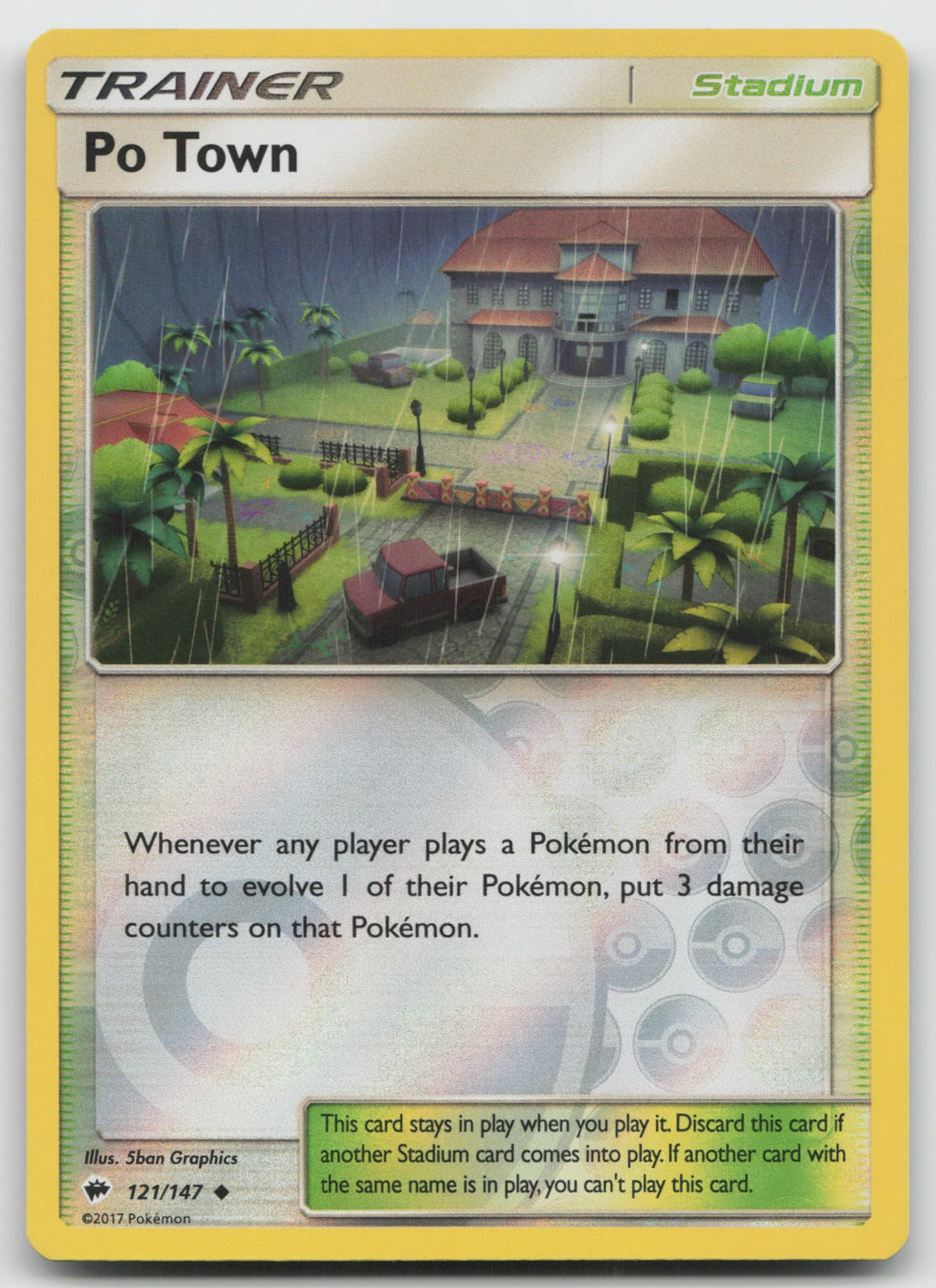 Po Town Reverse Holo Uncommon SM - Burning Shadows 121/147 NM