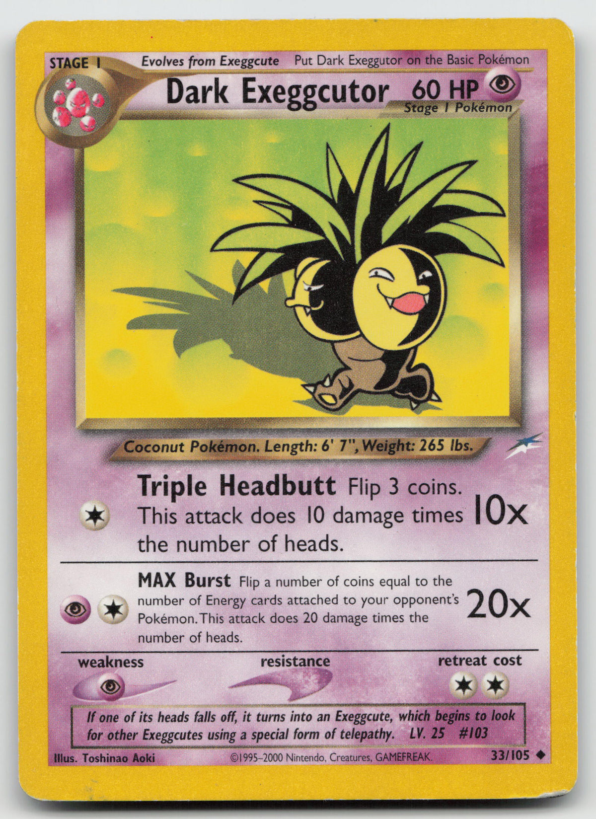 Dark Exeggcutor Uncommon Unlimited Neo Destiny 33/105 MP