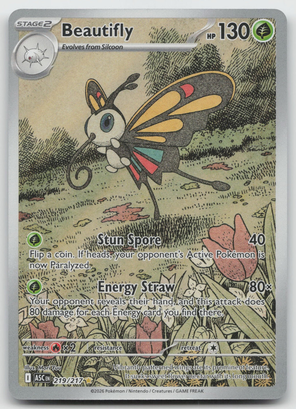 Beautifly Illustration Rare Holo ME: Ascended Heroes 219/217 NM