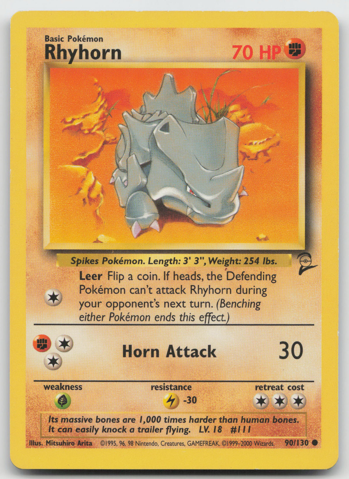 Rhyhorn Common Unlimited Base Set 2 90/130 LP