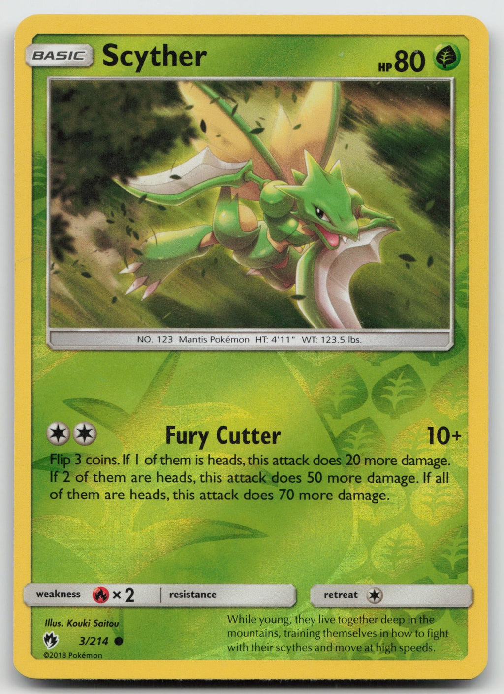 Scyther Reverse Holo Common SM - Lost Thunder 3/214 NM/VLP