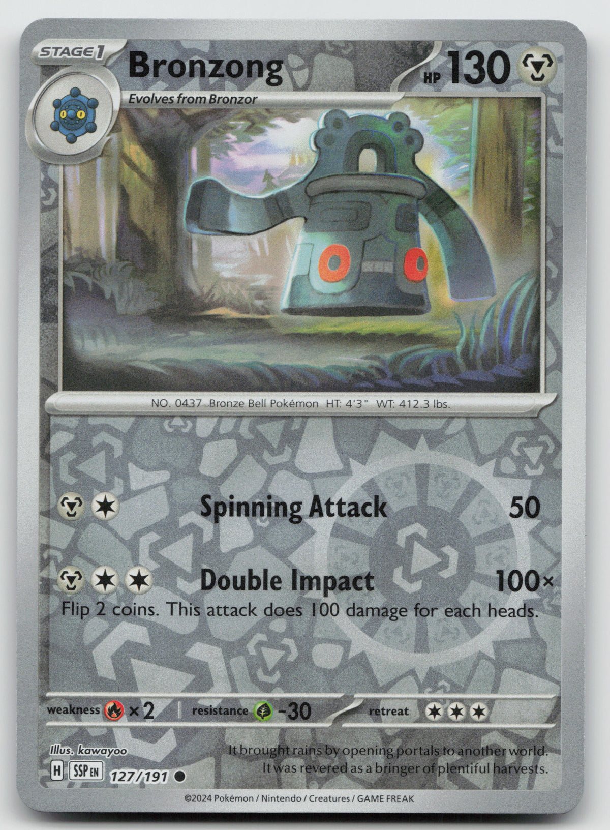 Bronzong Common Reverse Holo SV08: Surging Sparks 127/191 NM