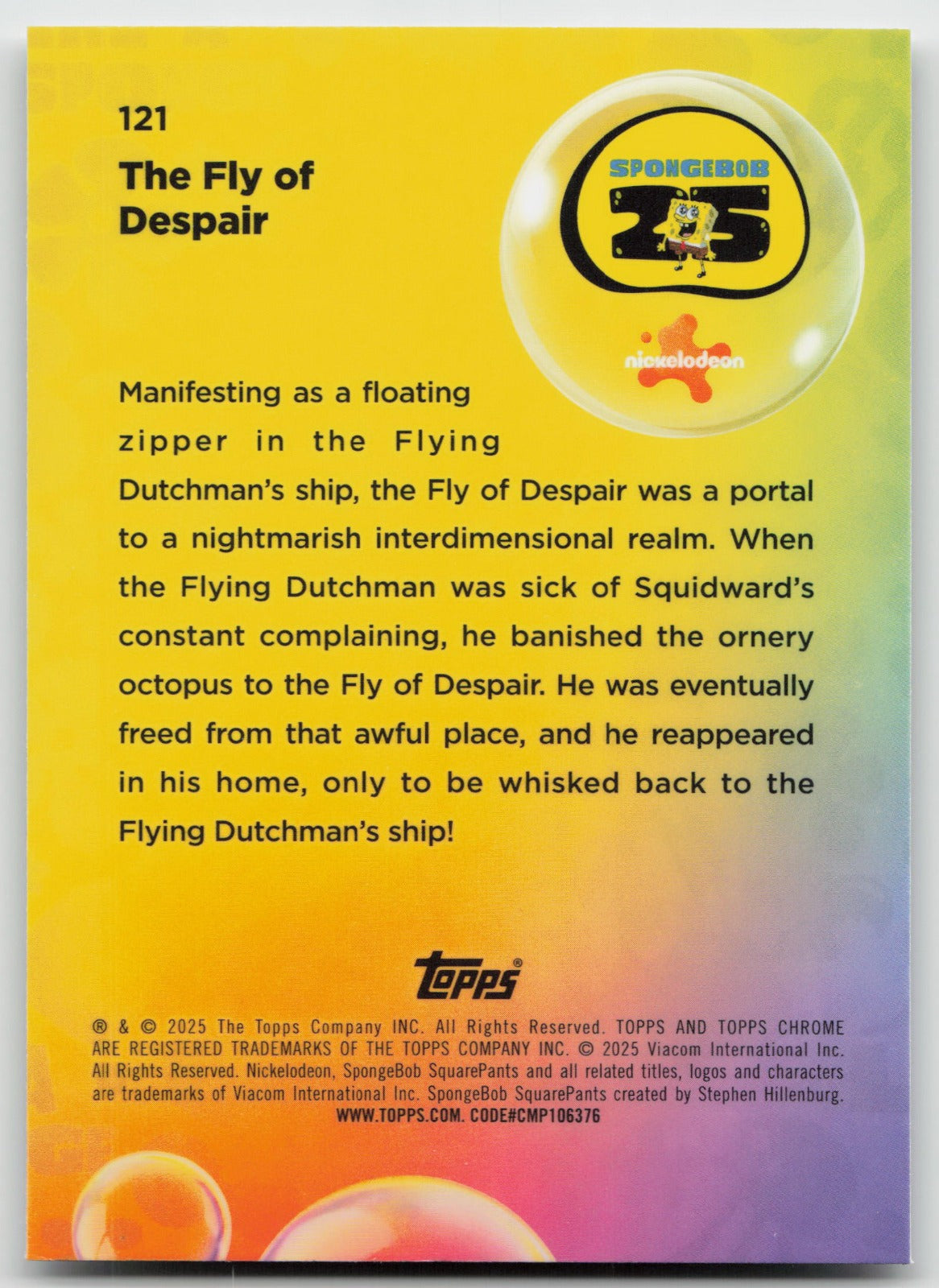 The Fly of Despair Topps Chrome SpongeBob SquarePants 25th Anniversary 121 NM