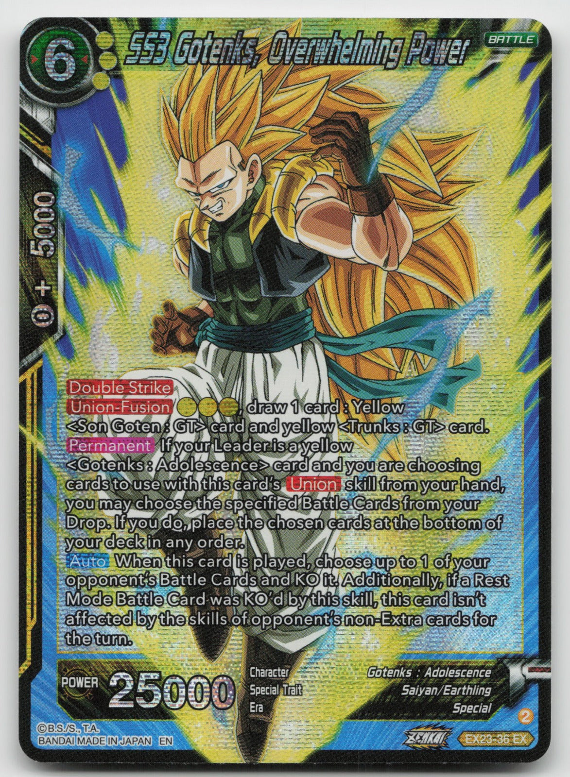 SS3 Gotenks, Overwhelming Power Expansion Rare Foil 2023 EX23-36 NM