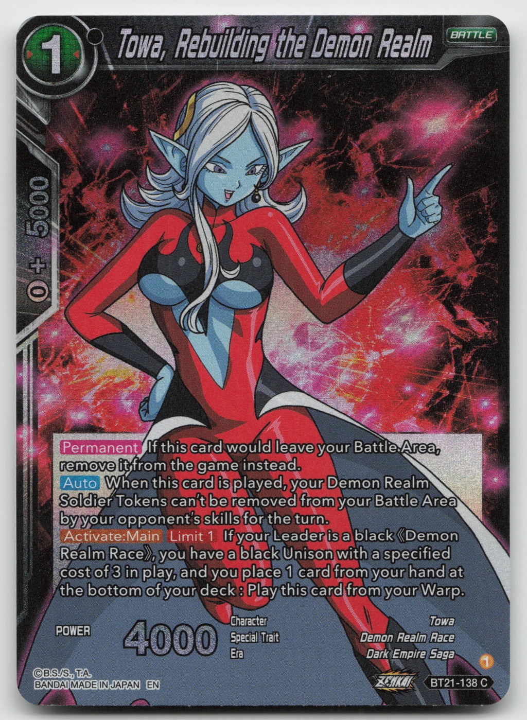 Towa, Rebuilding the Demon Realm Common Foil Wild Resurgence BT21-138 NM
