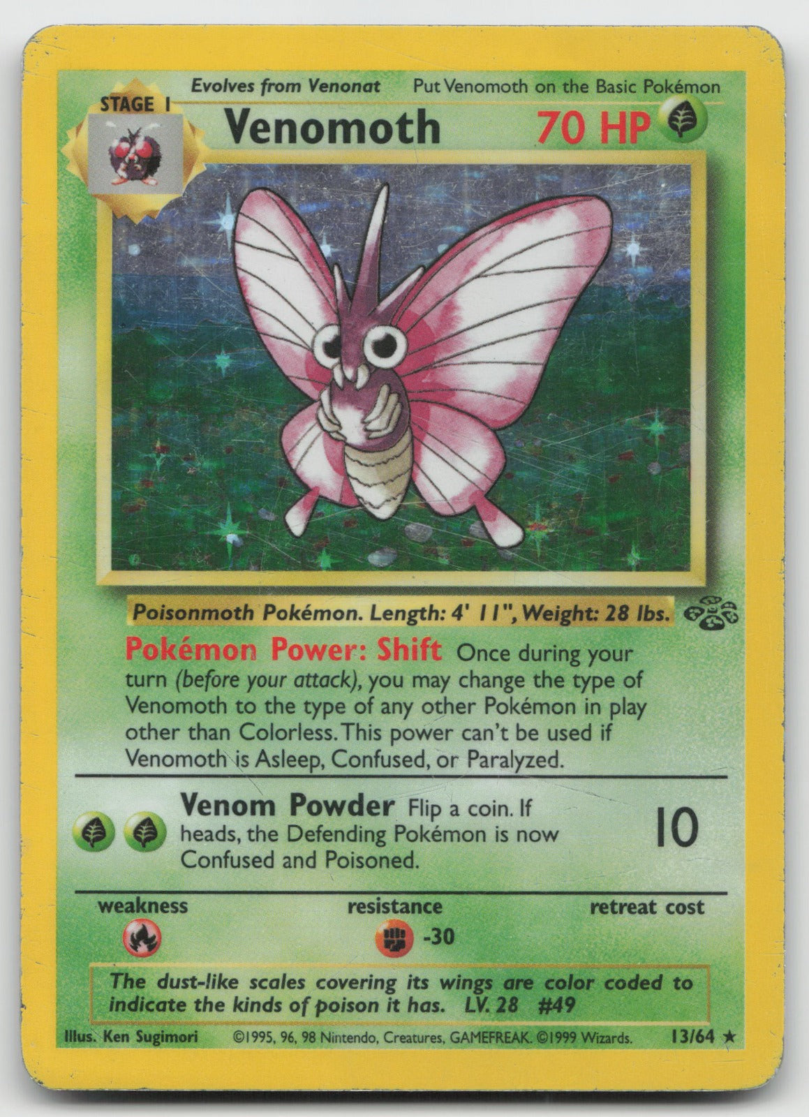 Venomoth Unlimited Holo Rare Jungle 13/64 HP