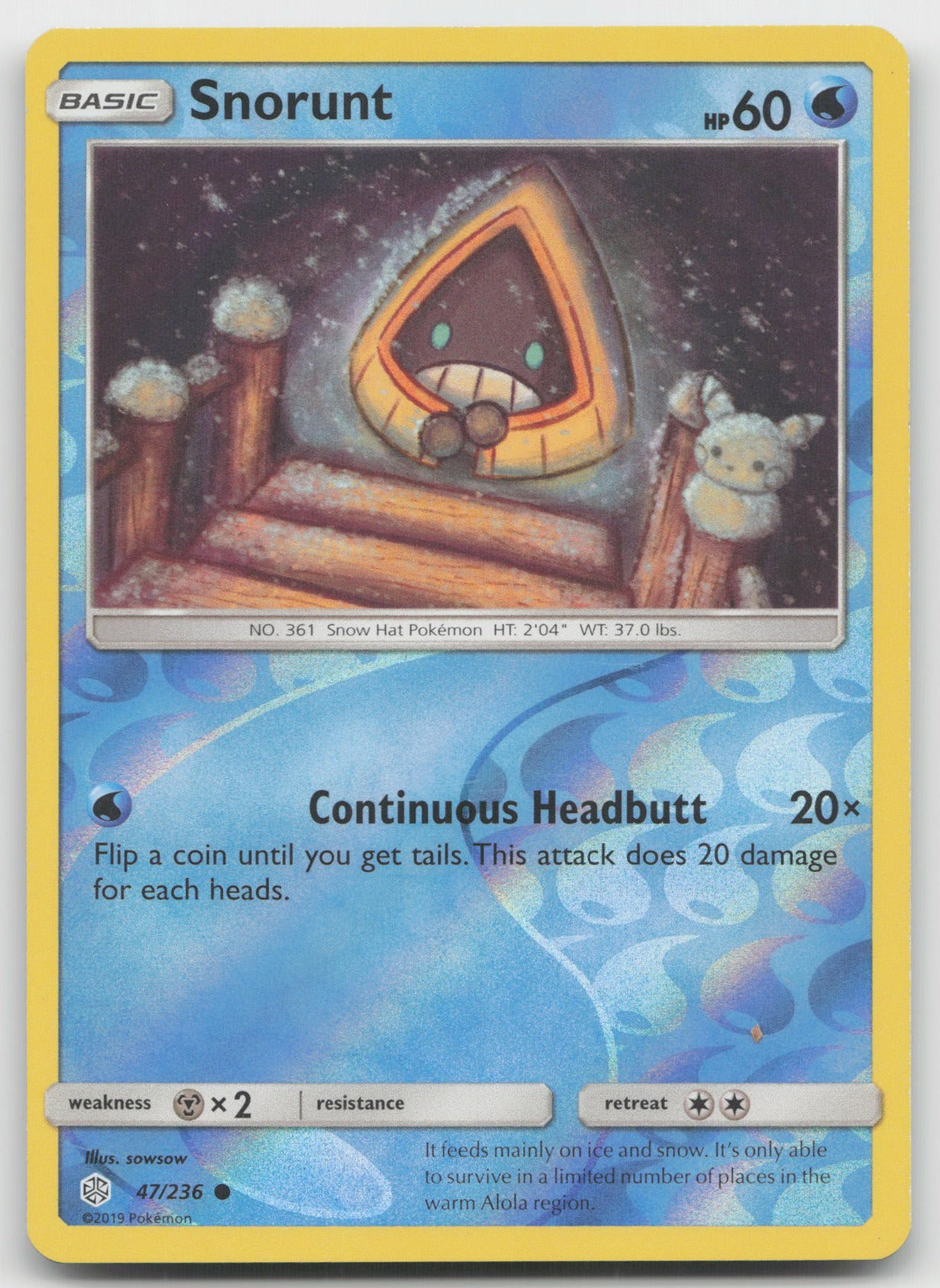 Snorunt Reverse Holo Common SM - Cosmic Eclipse 47/236 NM