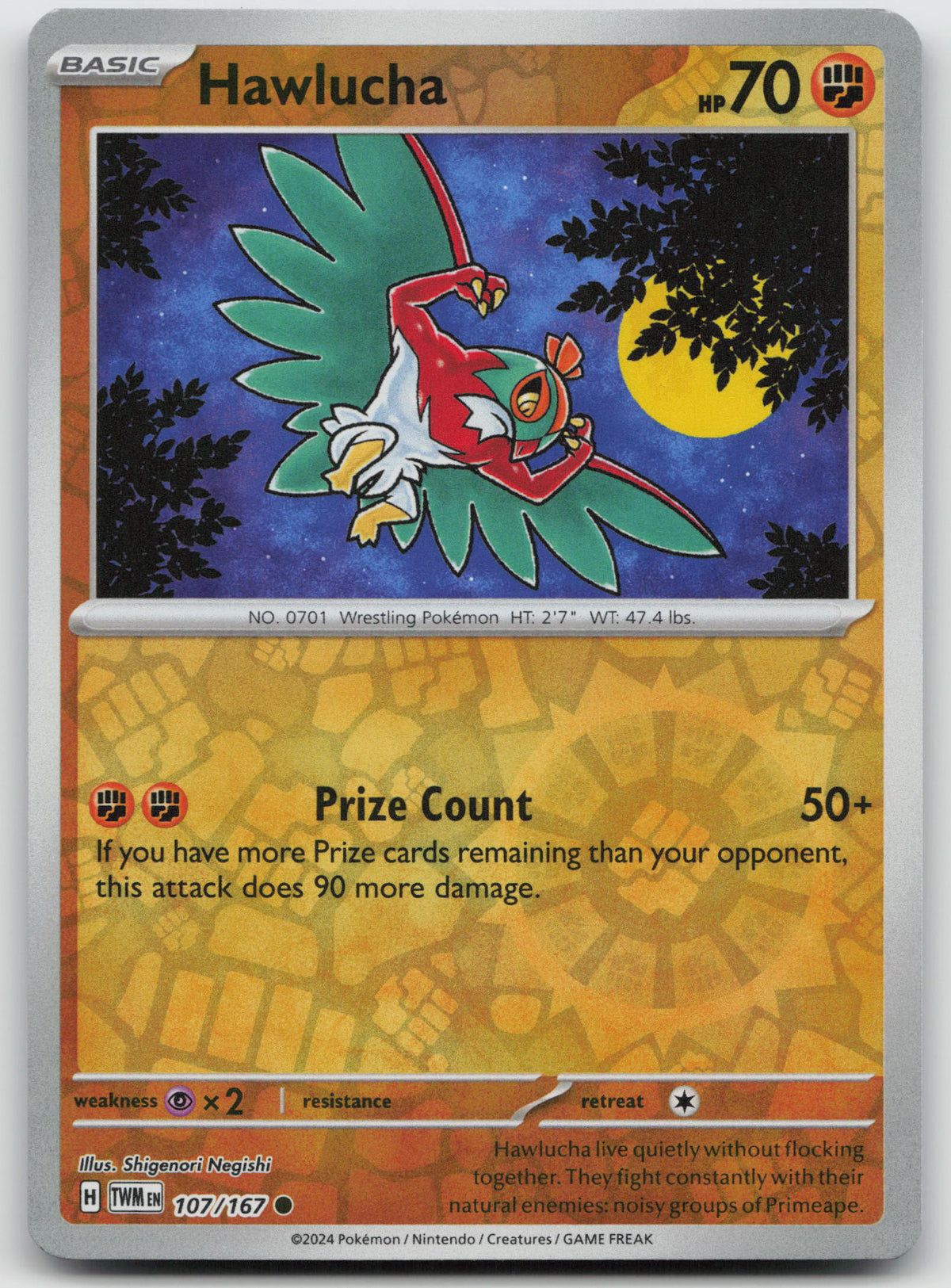 Hawlucha Common Reverse Holo SV06: Twilight Masquerade 107/167 NM