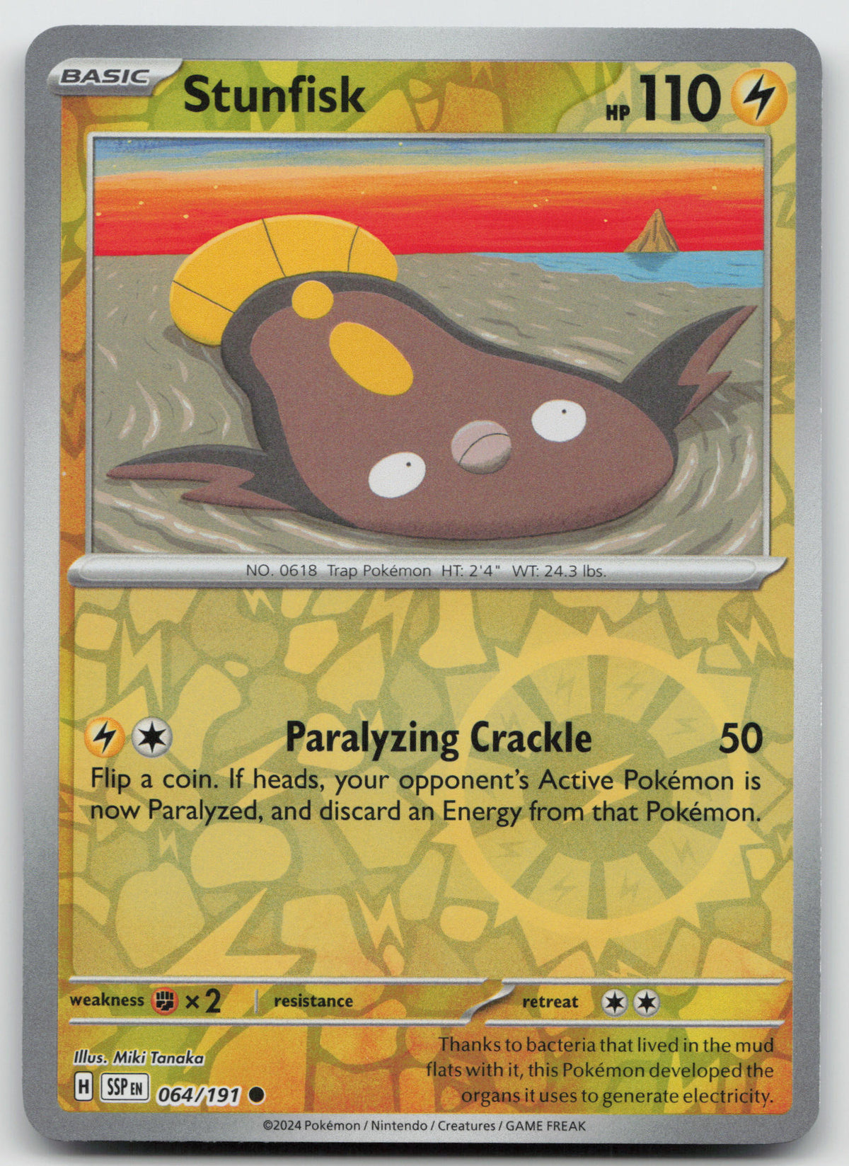 Stunfisk Common Reverse Holo SV08: Surging Sparks 064/191 NM