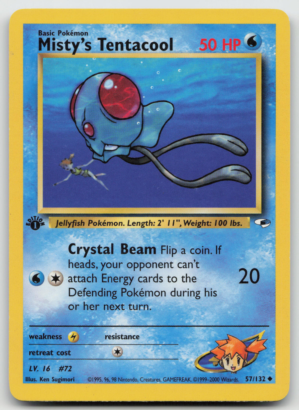 Misty's Tentacool Uncommon 1st Edition Gym Heroes 57/132 LP