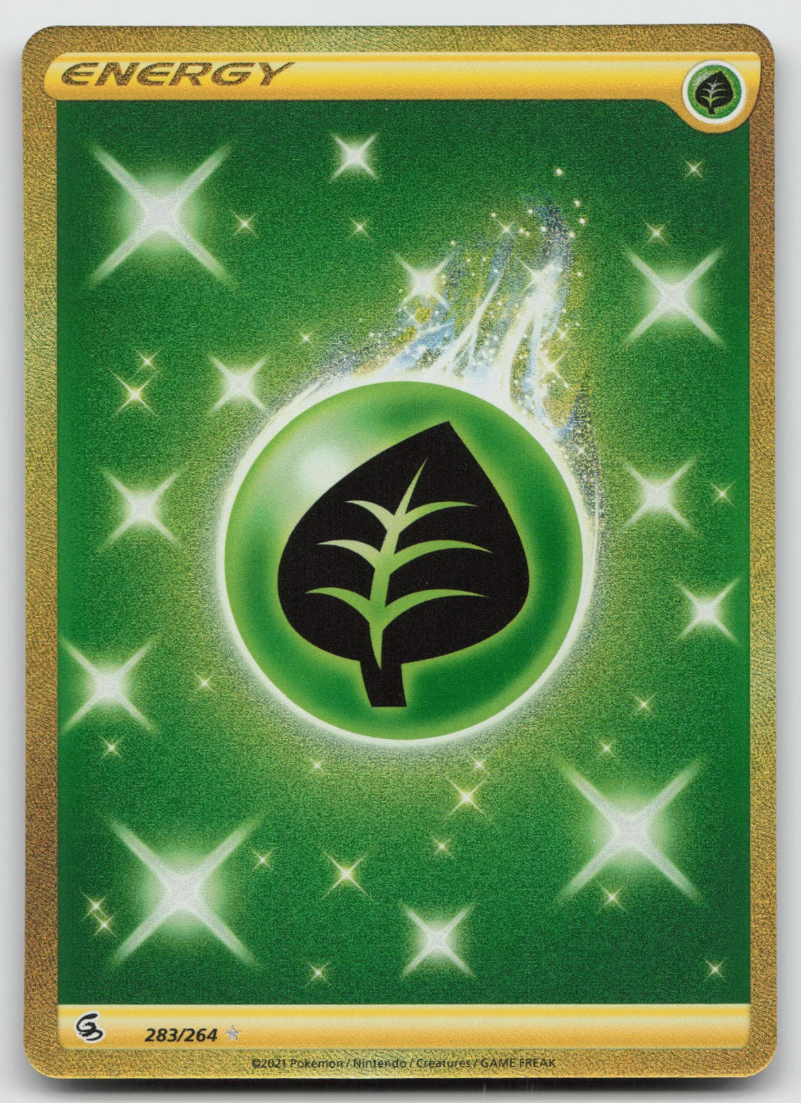 Grass Energy (Secret) Holo Gold Rare SWSH08: Fusion Strike 283/264 NM