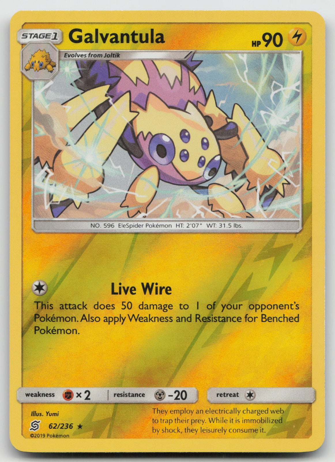 Galvantula Reverse Holo Rare SM - Unified Minds 62/236 NM