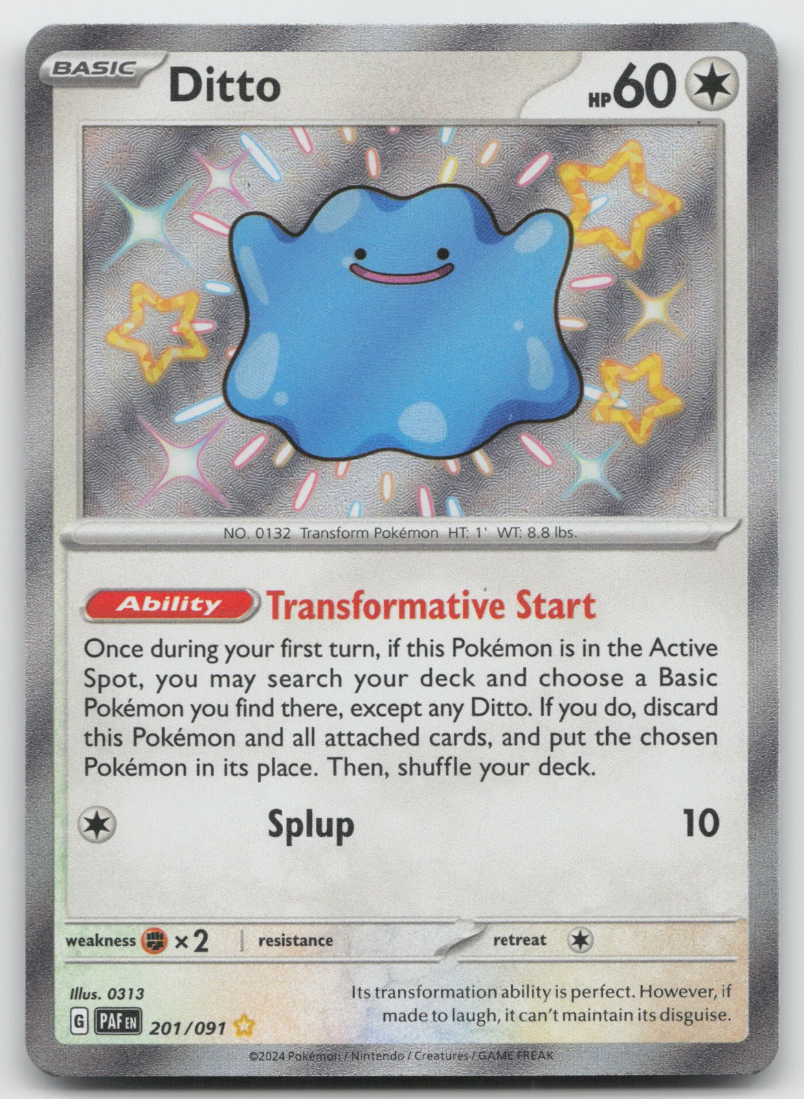Ditto Shiny Rare Holo SV: Paldean Fates 201/091 NM