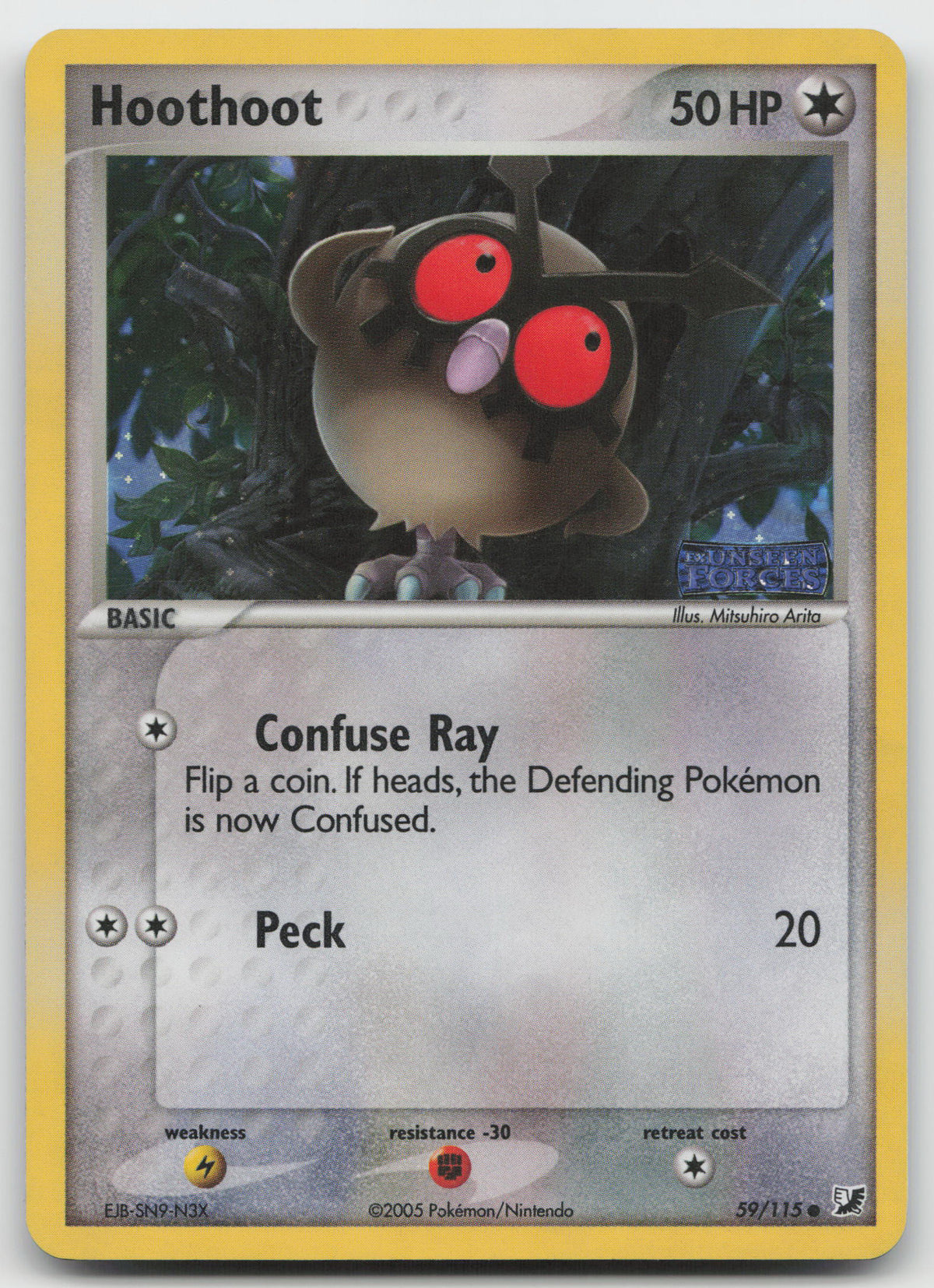Hoothoot Common Reverse Holo Unseen Forces 59/115 LP