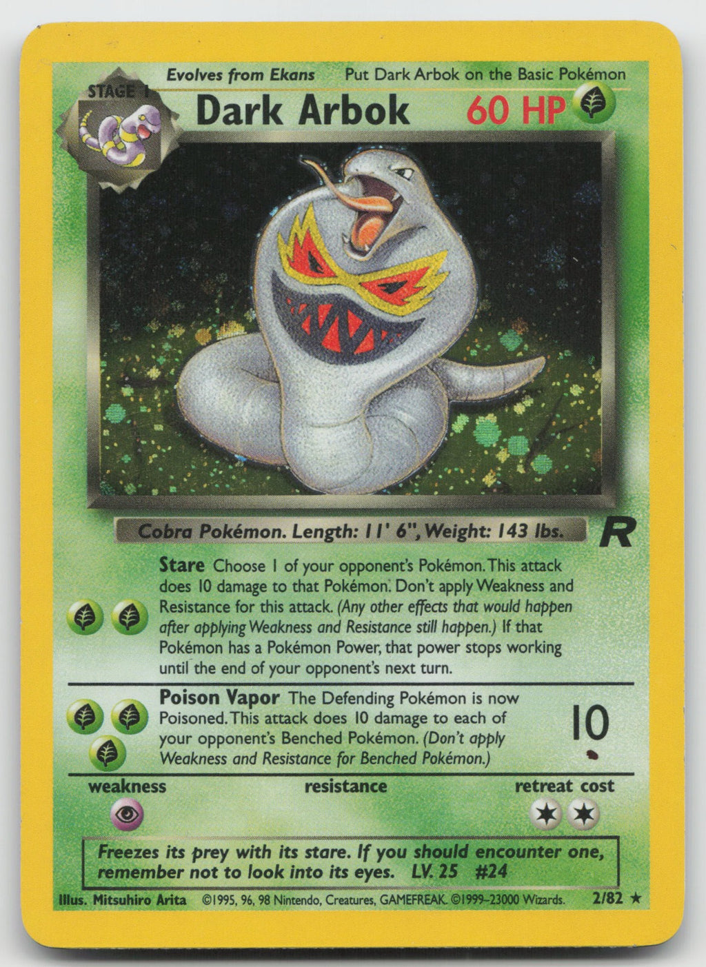 Dark Arbok Unlimited Holo Rare Team Rocket 2/82 VLP