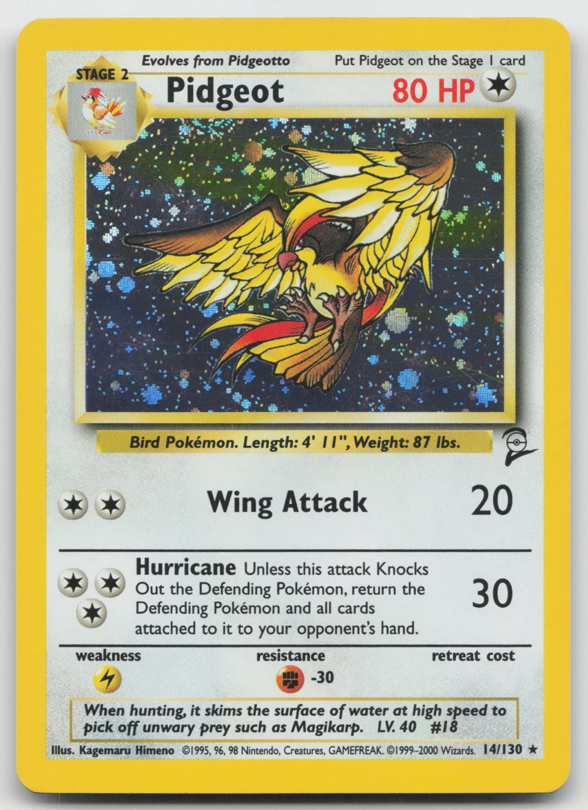 Pidgeot Holo Rare Base Set 2 014/130 NM/VLP