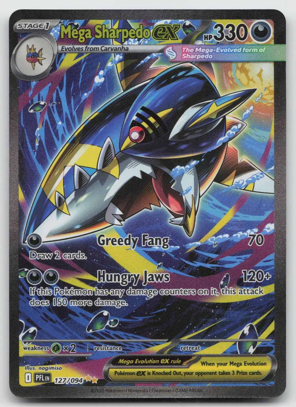 Mega Sharpedo ex Holo Special Illustration Rare Phantasmal Flames 127/094 NM