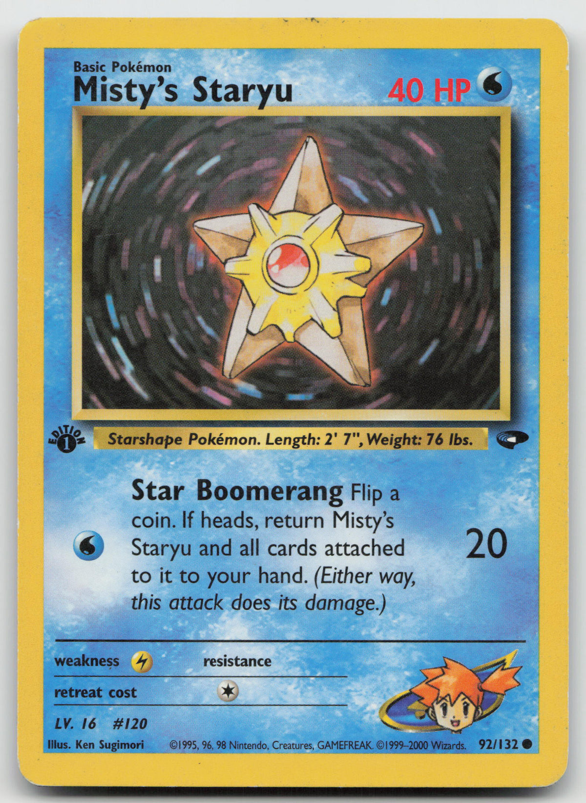Misty's Staryu Common 1st Edition Gym Challenge 92/132 HP