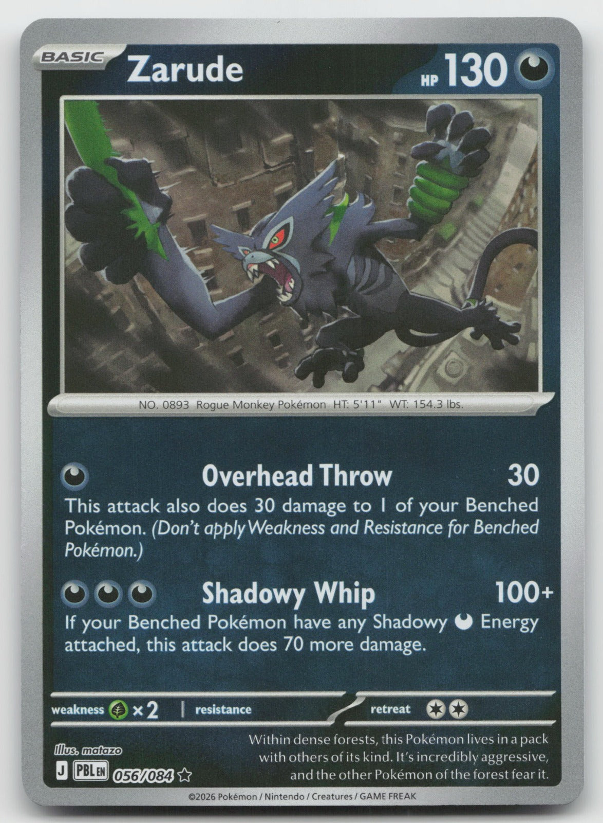 Zarude Reverse Holo Rare ME05: Pitch Black 056/084 NM