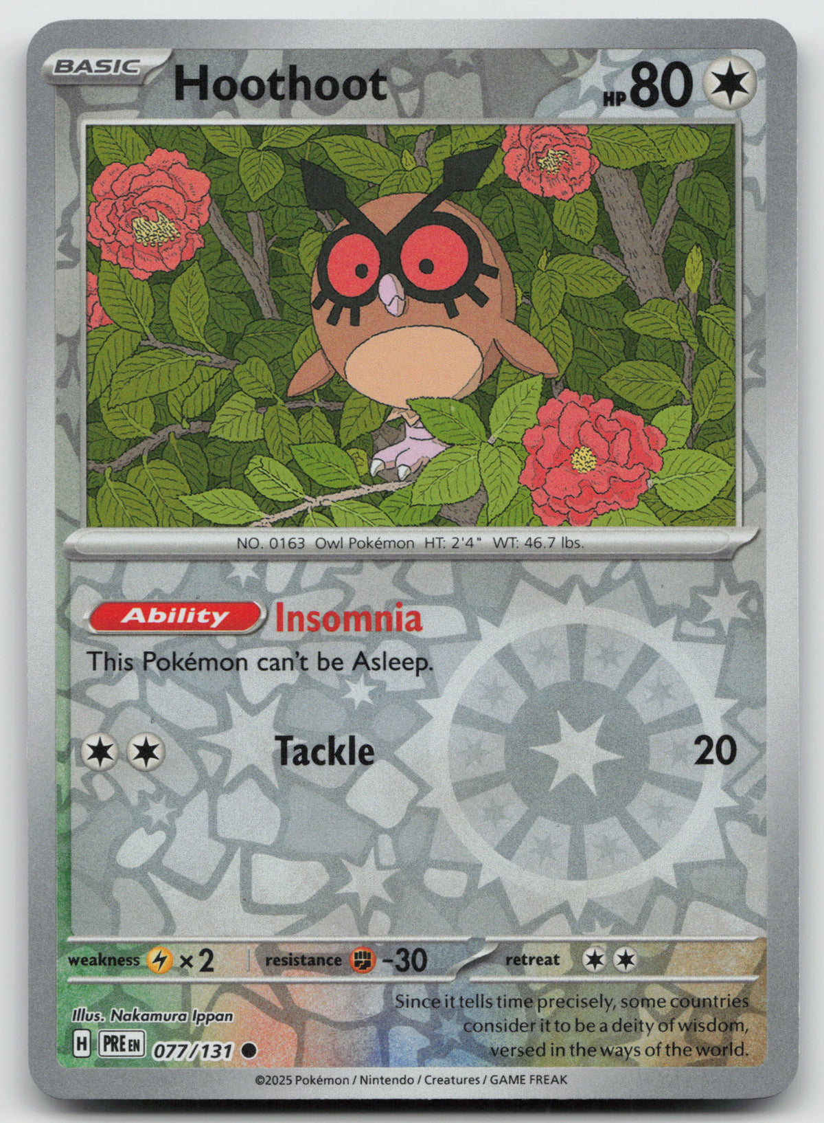 Hoothoot Common Reverse Holo SV: Prismatic Evolutions 077/131 NM