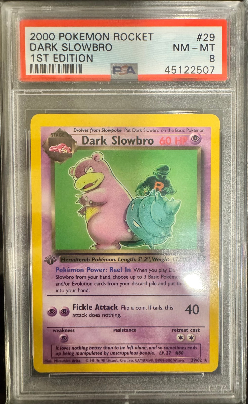 Dark Slowbro 1st Edition Rare Team Rockets 29/82 PSA 8