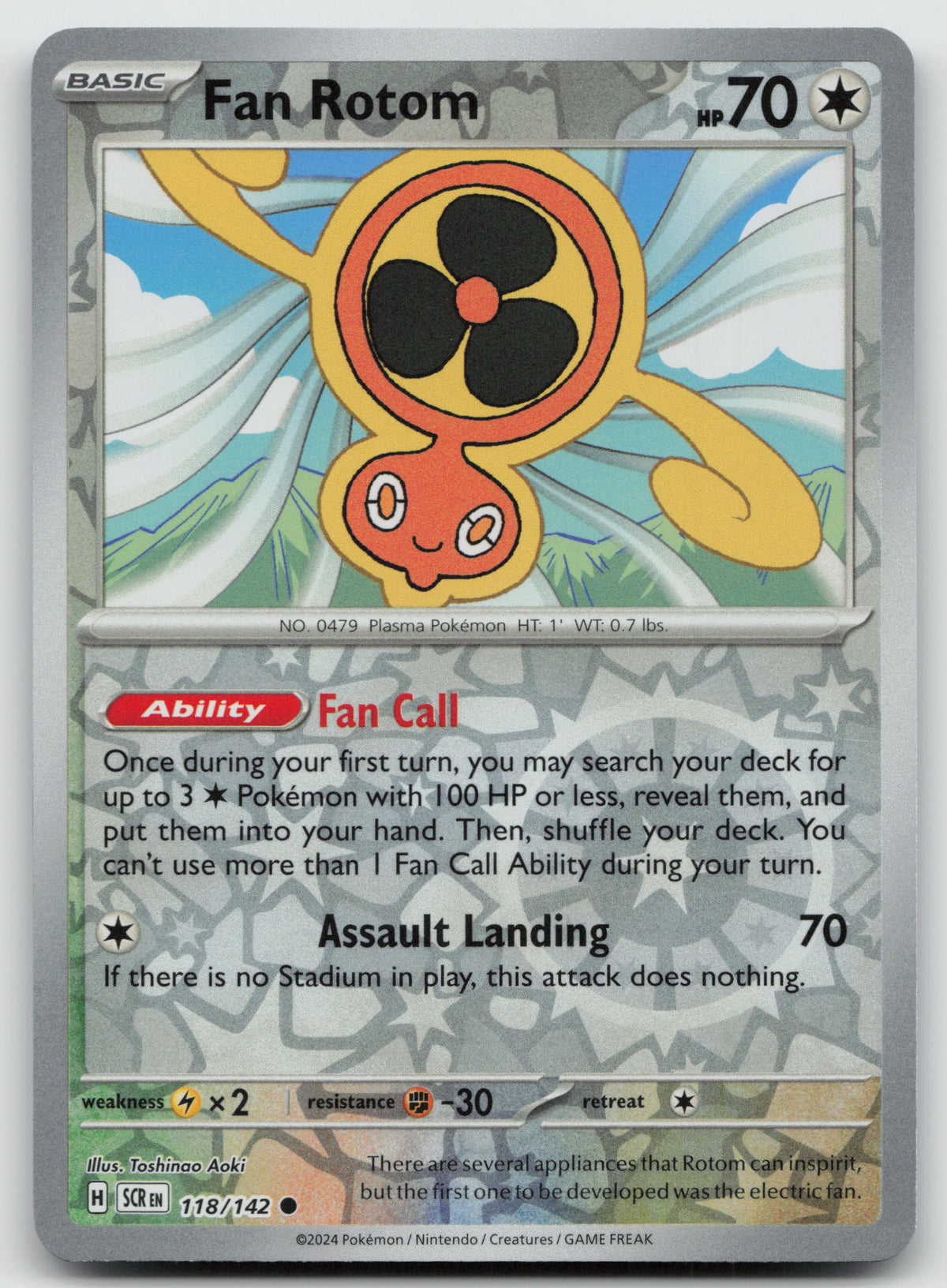 Fan Rotom Common Reverse Holo SV07: Stellar Crown 118/142 NM