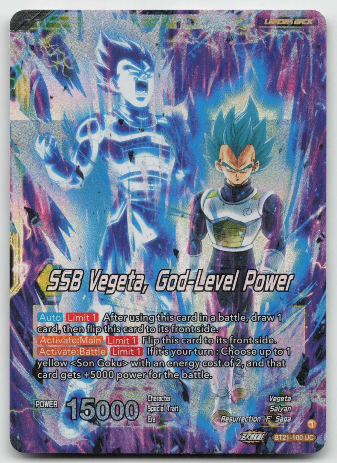 SSB Son Goku // SSB Vegeta, God-Level Power Foil Wild Resurgence BT21-100 NM